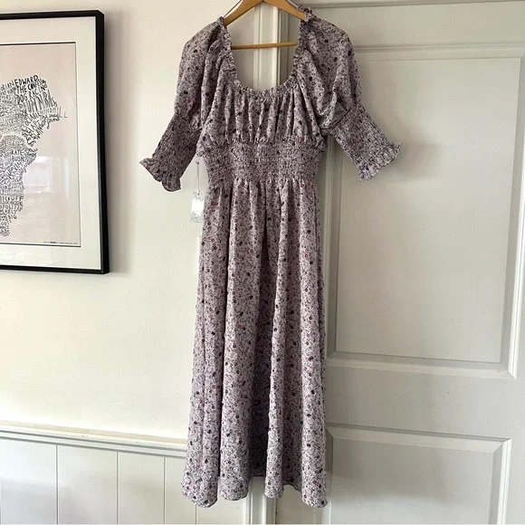 NWT TUCKERNUCK Hyacinth House Lilac Ruched Neck Cali Midi Dress Size Small S - Picture 8 of 13